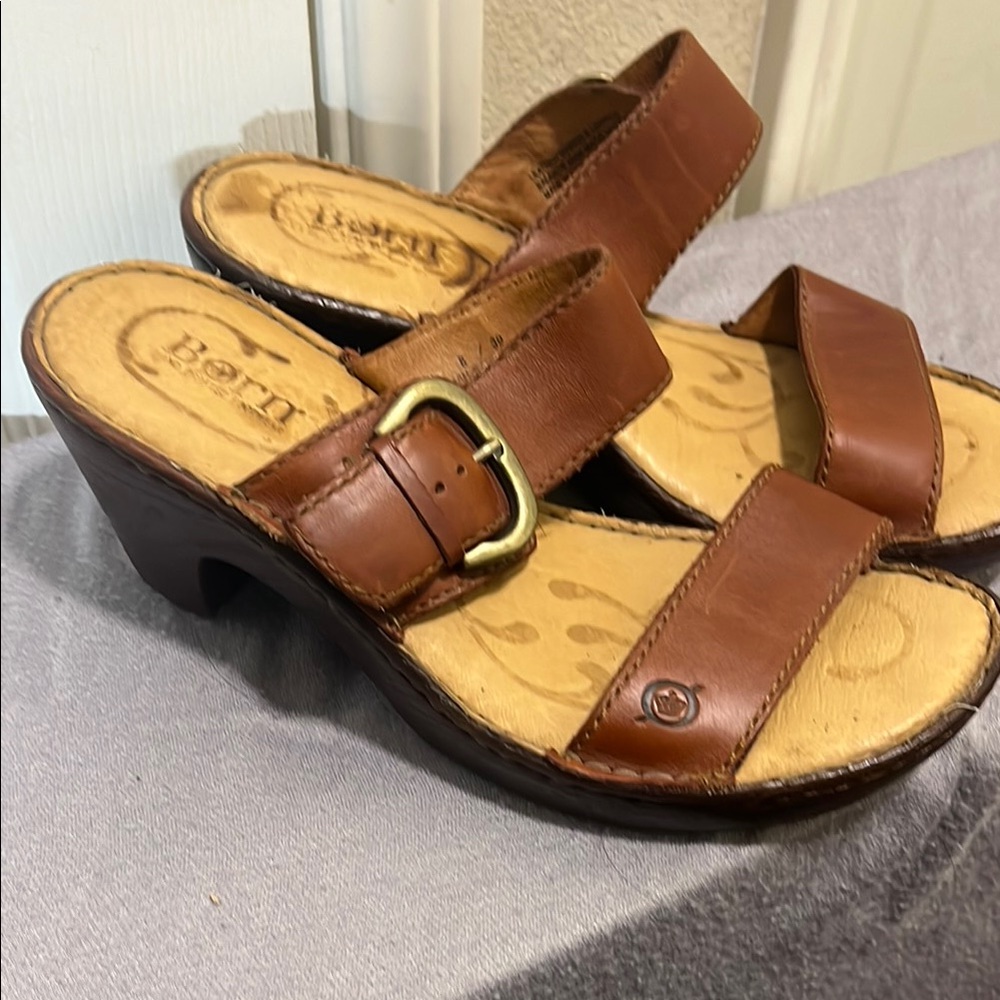 Born Brown Mules with Contoured Footbed